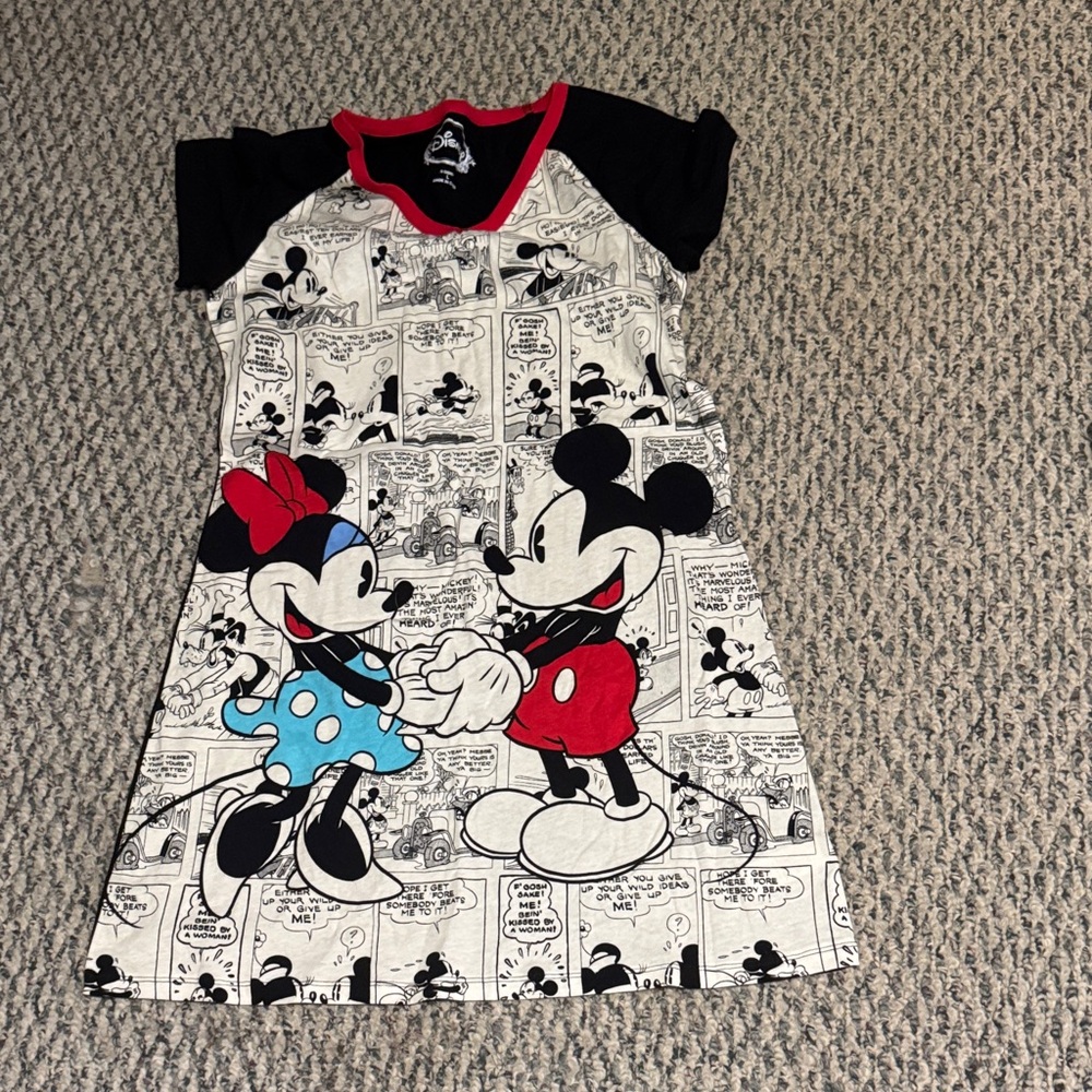 Disney Mickey and Minnie Comic Pajama Dress - Black, Red, Blue